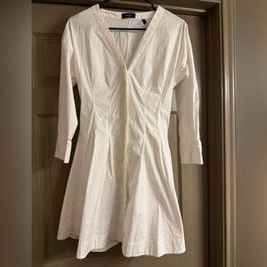 Theory Elegant Cream V-Neck Dress